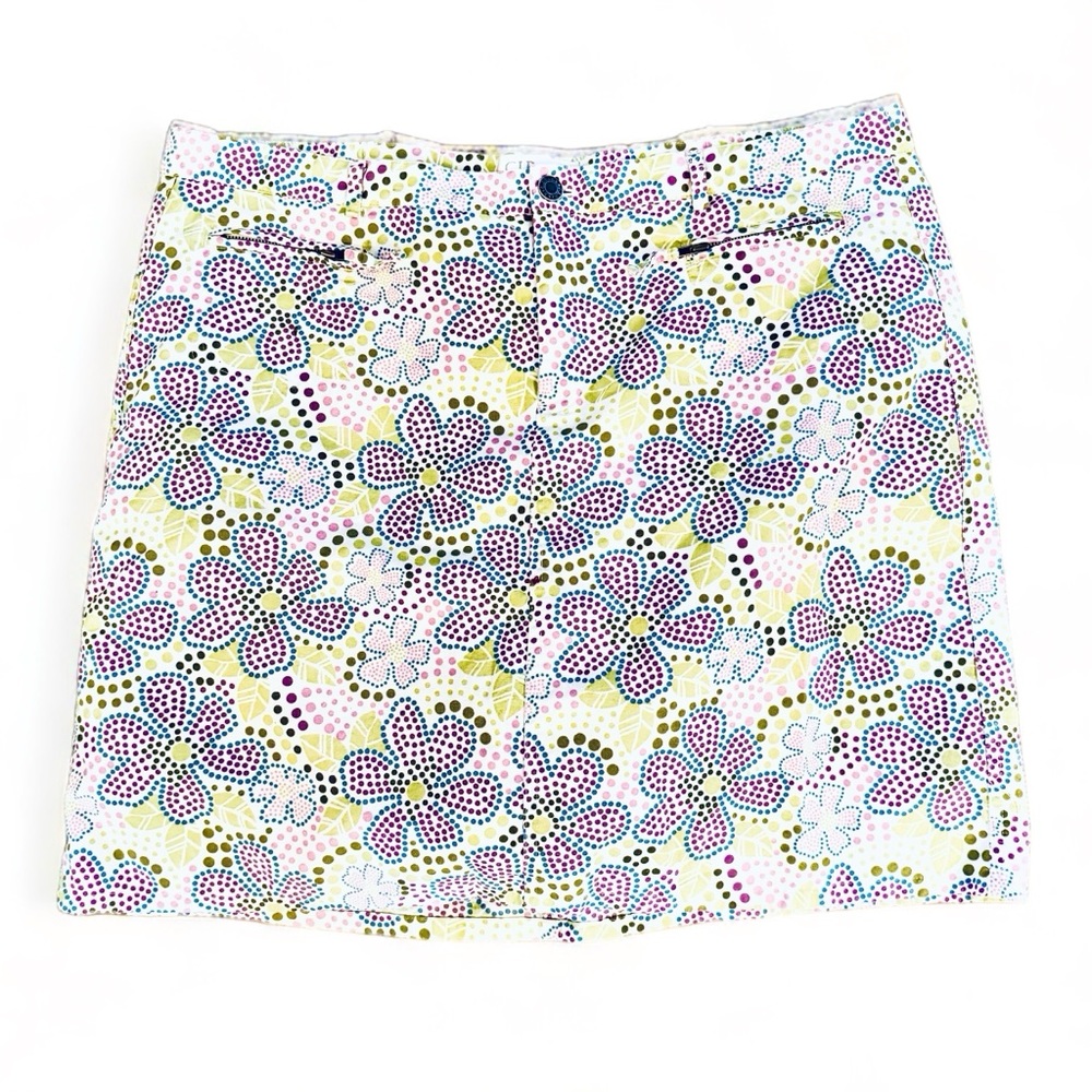 CJ Bank's Skort Multicolor Floral Print 100% Cotton Front Zip Pockets EU…